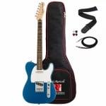 OverviewA superb gateway into the time-honored Fender® family, the Squier® Affinity Series® Telecaster® delivers legendary design and quintessential tone for today’s aspiring guitar hero. This Tele® features several player-friendly refinements such as a thin and lightweight body, a slim and comfortable “C”-shaped neck profile, a string-through-body bridge for optimal body resonance and sealed die-cast tuning machines with split shafts for smooth, accurate tuning and easy restringing. Loaded with dual Squier single-coil Tele pickups with 3-way switching for genre-defying sonic variety, this model is ready to accompany any player at any stage.FEATURESThin and lightweight bodyString-through-body bridgeSlim and comfortable “C”-shaped neck profileTwo Squier single-coil pickupsSealed die-cast tuning machines with split shaftsBODYBody Material: PoplarBody Shape: Telecaster®Body Finish: Gloss PolyurethaneNECKNeck Material: MapleNeck Finish: Satin Urethane with Gloss Urethane Headstock FaceNeck Shape: “C” ShapeScale Length: 25.5“ (64.77 cm)Fingerboard Material: Indian LaurelFingerboard Radius: 9.5” (241 mm)Number of Frets: 21Fret Size: Medium JumboNut Material: Synthetic BoneNut Width: 1.650
