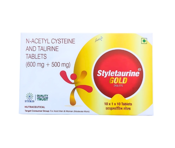STYLETAURINE GOLD is a scientifically formulated supplement containing two potent antioxidants—N-Acetyl Cysteine (600 mg) and Taurine (500 mg). These ingredients are known for their powerful protective and regenerative effects, especially in the context of kidney health. This advanced formulation is designed to support kidney function, reduce oxidative stress, and prevent further cellular damage.N-Acetylcysteine and Taurine work by slowing down the process of kidney cell damage and improving kidney function. This makes STYLETAURINE GOLD an essential choice for individuals with chronic kidney issues or those at high risk of renal complications due to other medical conditions.What is STYLETAURINE GOLD?STYLETAURINE GOLD is a renal health support supplement that combines N-Acetyl Cysteine (NAC), a precursor to the powerful antioxidant glutathione, with Taurine, a sulfur-containing amino acid with cell-protective properties. Together, these ingredients help protect the kidneys from oxidative damage, inflammation, and cellular degeneration. It is commonly prescribed by nephrologists as an adjunct therapy for chronic kidney disease (CKD), diabetic nephropathy, and other renal concerns.Uses of STYLETAURINE GOLDHelps improve kidney function and slow down the progression of kidney diseaseReduces oxidative stress and prevents free radical damage to renal cellsSupports detoxification by boosting glutathione levels in the bodyAids in the management of diabetic nephropathy and other renal complicationsImproves microcirculation in kidneys and may reduce proteinuriaUsed as an adjuvant therapy in patients with high creatinine levelsSide Effects of STYLETAURINE GOLDWhile STYLETAURINE GOLD is generally well-tolerated, some individuals may experience mild side effects such as:Nausea or gastrointestinal discomfortHeadacheMild bloating or flatulenceAllergic reactions (rare)If any unusual symptoms occur or persist, it is advisable to consult your healthcare provider immediately.Precautions Before Using STYLETAURINE GOLDBefore starting STYLETAURINE GOLD, it is important to take certain precautions:Inform your doctor if you are pregnant or breastfeedingDisclose any history of liver disease, asthma, or peptic ulcersAvoid alcohol, as it may worsen liver and kidney functionUse with caution in patients with low blood pressure or electrolyte imbalancesEnsure adequate hydration while on this supplementDrug InteractionsSTYLETAURINE GOLD may interact with certain medications and alter their effectiveness. Some of the known interactions include:Nitroglycerin or isosorbide dinitrate – may cause severe hypotension or headache when combined with NACActivated charcoal – may reduce the absorption of NACAntibiotics like tetracycline or amoxicillin – may have altered absorption due to taurineACE inhibitors and diuretics – potential for enhanced kidney-related side effectsBronchodilators – interaction with NAC may cause airway irritation in asthmatic patientsAlways consult your physician before combining STYLETAURINE GOLD with any other prescription or over-the-counter medications.ConclusionSTYLETAURINE GOLD is a clinically relevant kidney-support formula designed for individuals at risk of or suffering from renal complications. The synergistic action of N-Acetyl Cysteine and Taurine provides antioxidant protection, supports detoxification, and promotes renal health at the cellular level. With proper usage and under medical supervision, STYLETAURINE GOLD can be a beneficial adjunct in your journey to better kidney health.