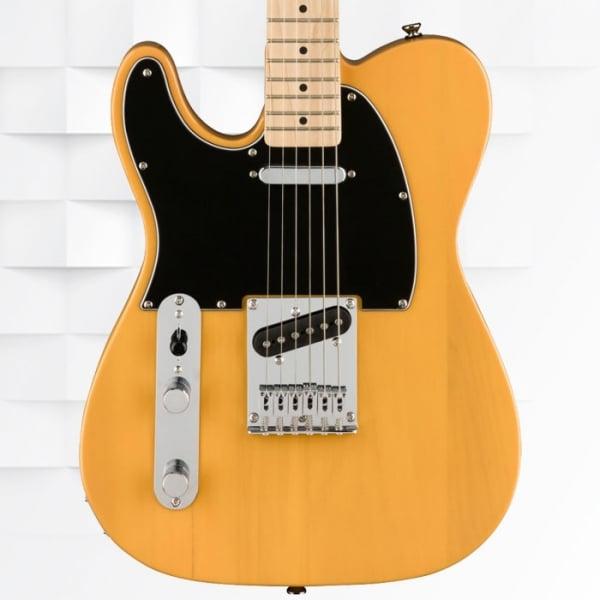 OverviewA superb gateway into the time-honored Fender® family, the Squier® Affinity Series® Telecaster® delivers legendary design and quintessential tone for today’s aspiring guitar hero. This Tele® features several player-friendly refinements such as a thin and lightweight body, a slim and comfortable “C”-shaped neck profile, a string-through-body bridge for optimal body resonance and sealed die-cast tuning machines with split shafts for smooth, accurate tuning and easy restringing. Loaded with dual Squier single-coil Tele pickups with 3-way switching for genre-defying sonic variety, this model is ready to accompany any player at any stage.FEATURESThin and lightweight bodyString-through-body bridgeSlim and comfortable “C”-shaped neck profileTwo Squier single-coil pickupsSealed die-cast tuning machines with split shaftsBODYBody Material: PoplarBody Shape: Telecaster®Body Finish: Gloss PolyurethaneNECKNeck Material: MapleNeck Finish: Satin Urethane with Gloss Urethane Headstock FaceNeck Shape: “C” ShapeScale Length: 25.5“ (64.77 cm)Fingerboard Material: MapleFingerboard Radius: 9.5” (241 mm)Number of Frets: 21Fret Size: Medium JumboNut Material: Synthetic BoneNut Width: 1.650