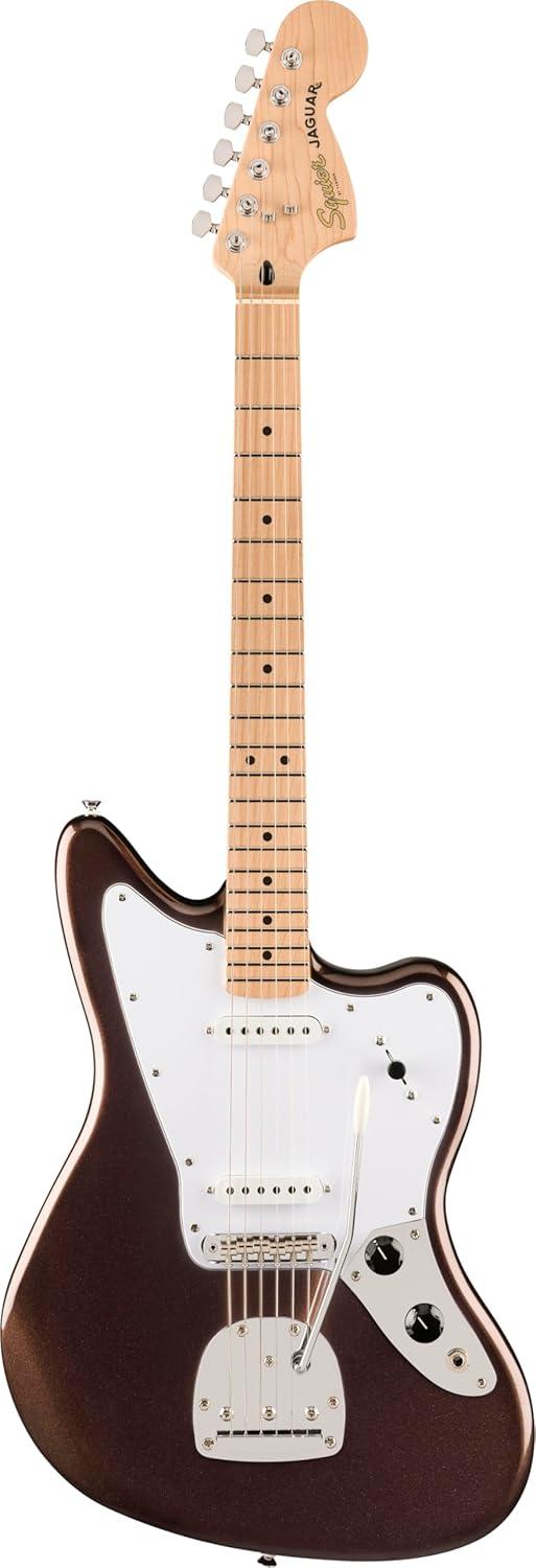 A superb gateway into the time-honoured Fender family, the Squier Affinity Series Jaguar delivers legendary design and quintessential tone for today's aspiring guitar hero. This model features several player-friendly refinements such as a thin and lightweight body, a slim and comfortable “C”-shaped neck with short 24“ scale length, a vintage-style tremolo and floating bridge for superior tremolo action and sealed die-cast tuning machines with split shafts for smooth, accurate tuning and easy restringing. Loaded with two Squier single-coil pickups with 3-way switching for genre-defying sonic variety, this model is ready to accompany any player at any stage.Thin and lightweight bodyFloating bridge and vintage-style tremoloSlim and comfortable ”C