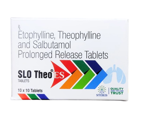 SLO THEO ES Tablets is a powerful triple-action bronchodilator formulation designed to provide relief from respiratory conditions such as asthma, chronic bronchitis, chronic obstructive pulmonary disease (COPD), and other obstructive airway disorders. This unique blend of Etophylline, Theophylline, and Salbutamol works synergistically to relax the bronchial muscles, improve airflow, and reduce the severity and frequency of bronchospasms.By combining etophylline and theophylline tablets with salbutamol, SLO THEO ES delivers a comprehensive respiratory support mechanism that not only opens up the airways but also helps in reducing inflammation and enhancing oxygen intake in the lungs. It is formulated to offer rapid relief while also supporting long-term control of respiratory symptoms.What is SLO THEO ES?SLO THEO ES is a combination medication containing etophylline 231 mg, theophylline 69 mg, and salbutamol 4 mg. Each of these components serves a specific function in easing breathing difficulties:Etophylline is a derivative of theophylline and acts as a bronchodilator with additional anti-inflammatory effects.Theophylline is a methylxanthine that relaxes the smooth muscles of the airways and improves diaphragm function.Salbutamol is a β2-adrenergic agonist that quickly relieves bronchospasm by relaxing airway muscles.This combination makes SLO THEO ES highly effective for individuals who require both immediate and sustained bronchodilation.Uses of SLO THEO ES Tablets:SLO THEO ES is prescribed for a range of chronic and acute respiratory conditions. It is especially beneficial in:Bronchial asthmaChronic Obstructive Pulmonary Disease (COPD)EmphysemaChronic bronchitisAllergic bronchitisWheezing and breathlessness due to bronchospasmOther obstructive airway diseasesThe etophylline and theophylline tablets in the formulation work on the central and peripheral pathways of the respiratory system, while salbutamol provides rapid symptom relief during acute attacks.Side Effects of SLO THEO ES Tablets:As with most medications, SLO THEO ES may cause side effects, although not everyone experiences them. The most commonly reported side effects include:PalpitationsNausea or vomitingRestlessness or anxietyTremors or shakinessInsomniaHeadacheIncreased heart rateGastric discomfortSerious but rare side effects can include arrhythmias, severe hypotension, or seizures, especially if used in high doses or in sensitive individuals.Precautions Before Using SLO THEO ES Tablets:Before beginning treatment with SLO THEO ES, it is important to inform your doctor about your medical history, particularly if you have:Heart disease or high blood pressureHyperthyroidismPeptic ulcersSeizure disordersLiver or kidney impairmentGlaucomaDiabetes mellitusPregnant or breastfeeding women should use SLO THEO ES only under medical supervision. Avoid alcohol or other stimulants that may enhance side effects. Do not exceed the prescribed dosage, and always follow the treatment duration recommended by your physician.Drug Interactions – What Drugs Interact with SLO THEO ES Tablets?SLO THEO ES may interact with several medications, altering their effectiveness or increasing the risk of adverse effects. Inform your healthcare provider if you are taking:Beta-blockers (e.g., propranolol)Diuretics (e.g., furosemide)Oral contraceptivesMacrolide antibiotics (e.g., erythromycin)Antiepileptic drugs (e.g., phenytoin, carbamazepine)Fluoroquinolone antibioticsCimetidine (a gastric acid reducer)Steroids or other bronchodilatorsAlso, avoid consuming large quantities of caffeine, as both caffeine and theophylline belong to the same chemical class and can increase the risk of overstimulation.Conclusion:SLO THEO ES Tablets offer an effective solution for managing obstructive respiratory conditions with its robust combination of etophylline, theophylline, and salbutamol. The synergistic action of these bronchodilators makes it an ideal choice for both acute symptom control and long-term respiratory support. However, due caution should be exercised regarding dosage, potential interactions, and side effects. Always consult your physician before starting or stopping this medication to ensure safe and effective use tailored to your condition.
