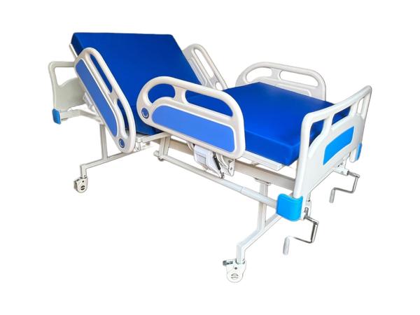 Specifications:Type: Manual Fowler BedMaterial Frame: Mild Steel (M.S), epoxy powder-coatedHead & Foot Panels: ABS MoldedSide Railing: Collapsible ABS railing for patient safetyFunctions:Backrest elevation (manual crank)Knee rest elevation (manual crank)Mattress: Included (standard foam, 2 or 4-section depending on model)Wheels: 4' heavy-duty castor wheels with cover (2 with brakes)Size: Approx. 2000 mm (L) x 900 mm (W) x 600 mm (H)Crank System: Smooth and noiseless, with foldable handlesFinish: Pre-treated and powder-coatedLoad Capacity: 150–180 kg (approx.)Hospital Furniture Manufacturer in India/Gurgaon/Delhi NCRBest Medical furniture supplier/Manufacture in Gurgaon/Delhi NCRHospital Medical Equipments supplier/Manufacture in Gurgaon/Delhi NCR