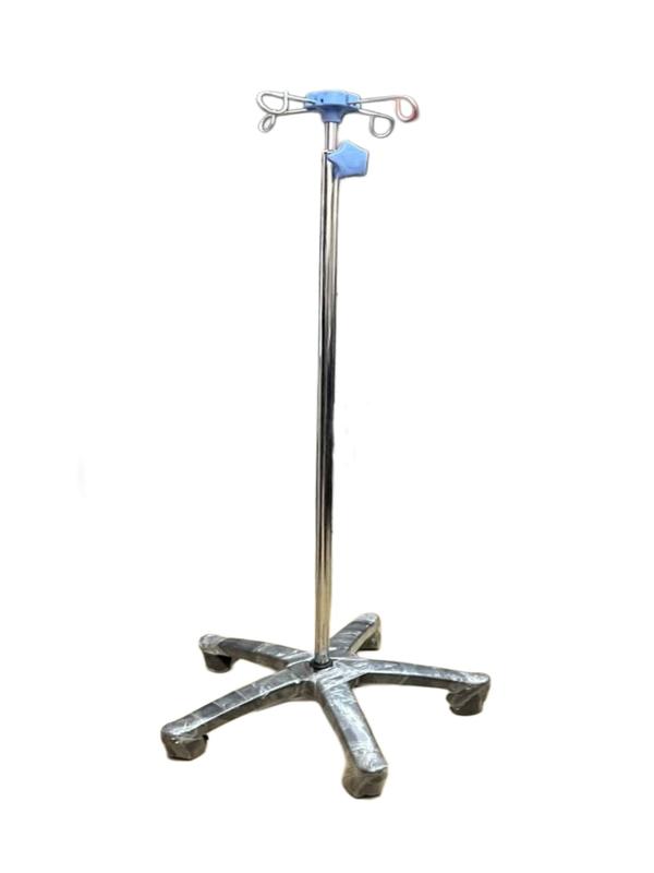 Material:Pole: Stainless Steel (S.S.), adjustable heightHooks: 4 stainless steel hooks (double side – total 2+2)Base: Durable plastic (ABS or HDPE grade)Height Adjustment:Telescopic height adjustment with manual knob lockAdjustable from approx. 4.5 feet to 7 feetBase:5-legged plastic base for stabilityFitted with 5 swivel castor wheels (usually 50 mm or 2