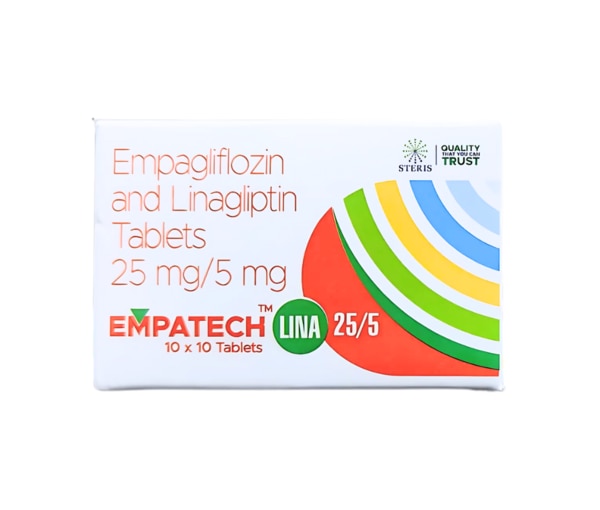 EMPATECH LINA 25/5 is a pharmaceutical tablet containing a combination of two active ingredients: Empagliflozin 25MG and Linagliptin 5MG. This medication is designed to help manage blood sugar levels in adults with type 2 diabetes mellitus. The combination works through complementary mechanisms to improve glycemic control more effectively than either drug alone. Empagliflozin is a sodium-glucose cotransporter-2 (SGLT2) inhibitor that promotes the excretion of excess glucose through urine, while Linagliptin is a dipeptidyl peptidase-4 (DPP-4) inhibitor that enhances insulin secretion and suppresses glucagon release, particularly after meals. EMPATECH LINA 25/5 is generally prescribed alongside a balanced diet and regular exercise to optimize blood sugar management and reduce the risk of diabetes-related complications such as kidney damage, neuropathy, and cardiovascular issues.What is EMPATECH LINA 25/5?EMPATECH LINA 25/5 is a prescription medication combining Empagliflozin (25MG) and Linagliptin (5MG) tablets used to manage type 2 diabetes. It helps control elevated blood sugar levels by using dual actions — the removal of glucose via kidneys and improving pancreatic hormone responses. This combination aims to achieve better and sustained glycemic control, often necessary for patients who have inadequate blood sugar control with other treatments.Uses of EMPATECH LINA 25/5To improve blood sugar control in adults with type 2 diabetes, particularly when monotherapy is insufficient.Often used as a second-line therapy after metformin or when metformin is not tolerated.To reduce HbA1c (hemoglobin A1c), an important measure of long-term glucose control.May help reduce weight and blood pressure as empagliflozin aids in glucose excretion.Supports comprehensive diabetes management along with diet and exercise.Prevents or reduces the risk of diabetes-associated complications such as kidney disease, cardiovascular events, and nerve damage.Side Effects of EMPATECH LINA 25/5Common side effects may include urinary tract infections and genital infections due to increased glucose in urine.Increased urination and dehydration.Dizziness or lightheadedness, especially when standing up quickly.Hypoglycemia (low blood sugar), though rare with this combination.Gastrointestinal symptoms such as nausea or diarrhea.Potential increased risk of ketoacidosis (a serious condition related to high blood acids) in rare cases.Allergic reactions, although uncommon, may occur and require prompt medical attention.Precautions Before Using EMPATECH LINA 25/5Inform your healthcare provider if you have kidney disease, liver problems, or a history of urinary tract infections.Not recommended for type 1 diabetes or diabetic ketoacidosis treatment.Use with caution if you are pregnant, planning to become pregnant, or breastfeeding.Stay hydrated while on this medication to reduce the risk of dehydration and dizziness.Inform your doctor about any history of pancreatitis or pancreas disorders.Regular monitoring of kidney function and blood sugar levels is advised during treatment.Avoid drinking excessive alcohol as it may increase side effects or risk of ketoacidosis.Drug Interactions: What Drugs Interact with EMPATECH LINA 25/5?Other antidiabetic medications, such as insulin or sulfonylureas, may increase the risk of hypoglycemia.Diuretics, blood pressure medications, and lithium may interact and increase side effects.Drugs that impair kidney function can affect empagliflozin’s efficacy and safety.Certain enzyme-inducing drugs may reduce linagliptin levels, lowering its effectiveness.Consult your healthcare provider for a full list of possible interactions and before starting any new medication, including over-the-counter drugs or supplements.ConclusionEMPATECH LINA 25/5, containing Empagliflozin 25MG and Linagliptin 5MG, is an effective combination medication to treat high blood sugar levels caused by type 2 diabetes. Its dual-action approach targets different physiological mechanisms to improve blood glucose control, helping reduce the risks and complications associated with diabetes. While it is generally well-tolerated, awareness of possible side effects and drug interactions is important. Always use under medical supervision, alongside lifestyle modifications such as diet and exercise, for optimal diabetes management.