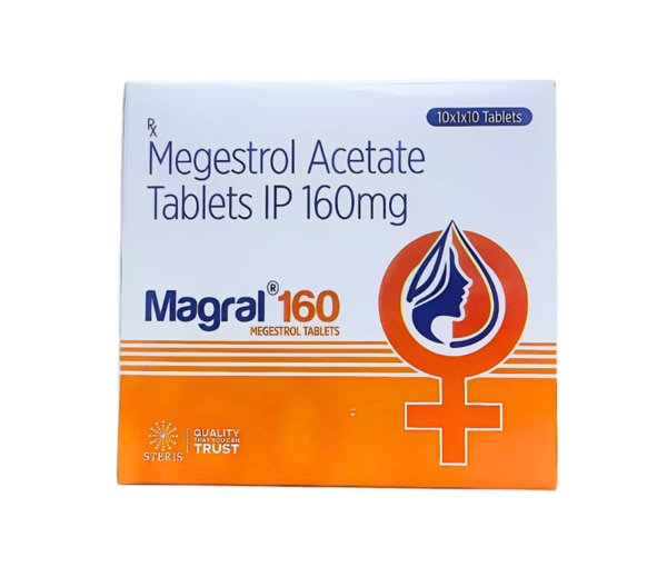 MAGRAL 160 is a pharmaceutical medication containing megestrol acetate 160 mg, a synthetic progestin known for its potent antineoplastic and appetite-stimulating properties. This drug is primarily prescribed to manage significant health challenges such as unexplained weight loss, anorexia, and cachexia, especially in patients suffering from chronic conditions like cancer or AIDS. Additionally, megestrol acetate functions as a hormone therapy agent employed in the treatment of certain hormone-sensitive malignancies. Its dual action both supports tumor management and improves patients' nutritional status by stimulating appetite and promoting weight gain, thereby enhancing overall quality of life. The drug is regarded as a crucial option in oncology and palliative care for managing complex conditions related to hormone-dependent cancers and severe wasting syndromes.What is MAGRAL 160?MAGRAL 160 is an oral medication formulated with megestrol acetate 160 mg, a synthetic progestin hormone derivative. It works primarily by modulating hormone receptors and altering hormone levels that influence the growth of hormone-responsive tumors such as breast and endometrial cancers. Apart from its antineoplastic action, it stimulates appetite by acting on the hypothalamic centers responsible for hunger, helping patients suffering from severe weight loss regain a healthy appetite and weight.Uses of MAGRAL 160To treat hormone-dependent cancers, specifically advanced breast cancer and endometrial cancer.To stimulate appetite and promote weight gain in patients experiencing anorexia, cachexia, or unexplained severe weight loss related to chronic illnesses like cancer or AIDS.To manage wasting syndromes that lead to malnutrition and significant weight loss.To serve as an antineoplastic agent in hormone-sensitive malignancies.In short, MAGRAL 160 is primarily used to treat anorexia and cachexia or serious unexplained weight loss and is also used as an antineoplastic agent to treat certain types of malignancy.Side Effects of MAGRAL 160Weight gain (often desirable but can be excessive)Fluid retention and edema (swelling)Nausea and vomitingDiarrhea or constipationVaginal bleeding or spotting in womenFatigue, weakness, and insomniaHeadache and dizzinessIncreased risk of blood clots (deep vein thrombosis or pulmonary embolism)Hormonal imbalances, such as decreased sex hormone levels, which can lead to sexual dysfunction or bone density lossAllergic reactions including rash or itchingPatients should report severe or unusual symptoms, especially signs of blood clots such as limb swelling, chest pain, or sudden shortness of breath, immediately to their healthcare provider.Precautions before Using MAGRAL 160Inform your doctor if you are pregnant, breastfeeding, or planning to conceive as MAGRAL 160 is contraindicated in pregnancy.Disclose any history of blood clots, cardiovascular diseases, liver or kidney impairment.Patients with diabetes should monitor blood sugar closely as megestrol acetate may cause hyperglycemia.Avoid sudden discontinuation without medical advice to prevent potential hormonal withdrawal effects.Regular monitoring is required, including hormone levels and blood tests, to assess efficacy and safety during treatment.Use cautiously in patients at risk for deep vein thrombosis or pulmonary embolism due to increased clotting risks.Drug Interactions: What Drugs Interact with MAGRAL 160?CYP3A4 enzyme inducers (e.g., rifampin, phenytoin) may reduce the effectiveness of megestrol acetate by increasing its metabolism.Concurrent use with blood thinners (anticoagulants) requires careful monitoring as MAGRAL 160 might influence clotting parameters.Combining with drugs that affect hormonal pathways, such as other hormonal therapies or corticosteroids, may alter treatment outcomes.Interactions with diabetes medications might necessitate dose adjustment due to potential effects on blood sugar control.Careful medical supervision is necessary when used with immunosuppressants or other chemotherapy agents to avoid additive side effects or altered drug levels.ConclusionMAGRAL 160, containing megestrol acetate 160 mg, is a clinically validated medication widely used to manage complex conditions such as hormone-dependent cancers as well as severe weight loss due to anorexia and cachexia. Its unique ability to act both as an antineoplastic agent and an appetite stimulant makes it invaluable in improving patient outcomes, nutritional status, and overall quality of life. Patients prescribed MAGRAL 160 should adhere strictly to their healthcare provider’s instructions and report any adverse effects promptly. This medication should always be used under medical supervision to ensure optimal benefits and minimize risks.