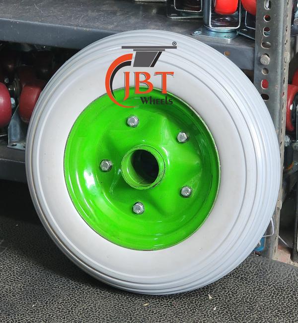 14x3 solid foam rubber wheel for industrial use with 6205 ball bearings size.