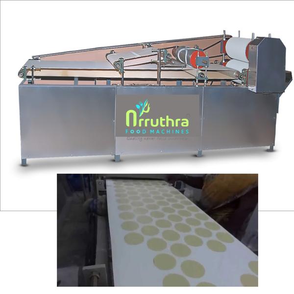 Features: · Food grade layers· Convert Appalam dough into sheet form & cut into required circle size & thickness· Continuous production without any interception· Hygienic preparation· Capacity varies depending upon size of the Appalam· Using single or three phase line