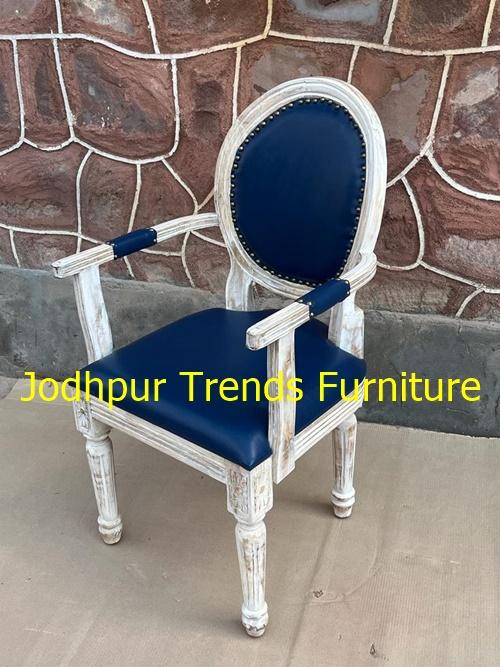 A standout example is the Royal Blue Armrest Chair by Modenese Interiors (Italy), featuring a creamy off-white frame with delicate gold-leaf carvings and rich damask-style royal blue upholstery perfect for an opulent restaurant setting.The Monaco-style lounge chair blends blue velvet seating with gold or chrome stainless-steel frames—ideal for modern, high-end dining areas.
