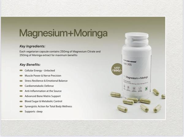 @ Vegetarian Capsule 250 mg of Magnesium Citrate@ 250 mg of Moringa Extracts Advantages *Support Sleep* Blood Sugar & Metabolic Control* Advanced Bone Matrix Support *Muscular Power and Nerve Protection 