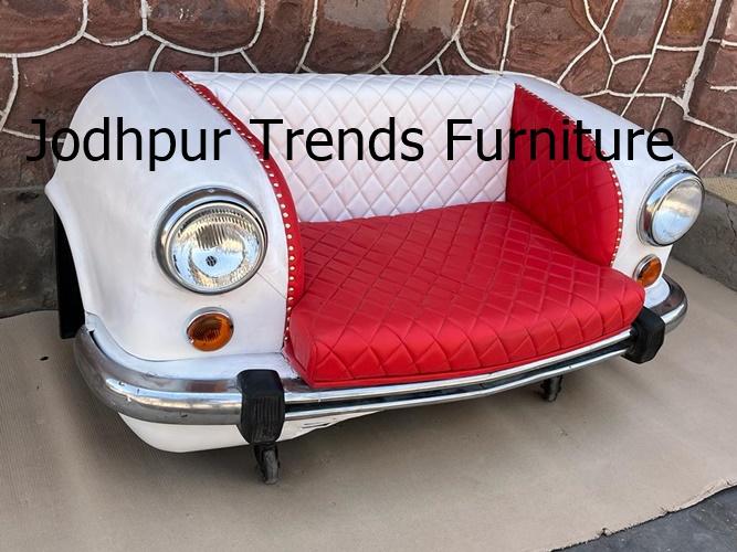 Statement Pieces: Each sofa is a sculptural and bold design element bound to draw attention.Durability Meets Craftsmanship: These sofas pair metal foundations with comfortable seating materials.Customization & Uniqueness: Particularly with AutomobileFurniture.in, personalization is a key feature.Includes a “Vintage Designs Car sofa” using Car parts and an “Ambassador Car Sofa” with real Wooden cushions.Crafted from reclaimed Metal and Wooden leather, this uniquely styled sofa brings together solid workmanship and vintage automotive charm.