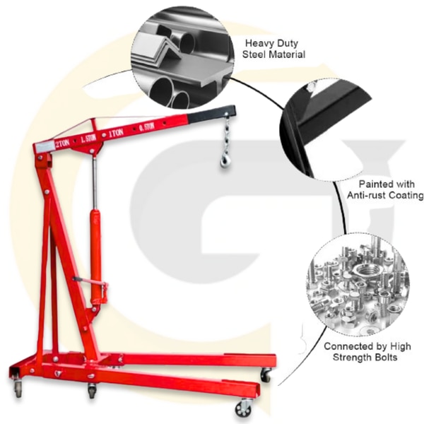 Goyals Industrial Hub, a leading industrial equipment supplier in Delhi, presents the premium Red 2 Ton Hydraulic Folding Engine Crane (रेड 2 टन हाइड्रोलिक फोल्डिंग इंजन क्रेन) designed for heavy-duty lifting, engine removal, and workshop operations.This hydraulic engine hoist comes with a capacity of 0 to 5 tons, a span of 1–10 meters, and a maximum lifting height of up to 20 feet, making it perfect for lifting engines, machinery, and industrial loads. The foldable design allows easy storage, while the wheel-mounted base ensures effortless movement in garages, workshops, and industrial units.Product Details:Product Name: Red 2 Ton Hydraulic Folding Engine CraneCapacity: 0 to 5 TonsSpan: 1–10 mMax Height: 0–20 feetColor: RedPower Source: HydraulicPrime Mover: Wheel-mounted for smooth movementUsage: Engine lifting, garage work, industrial applications, vehicle repairDealer: Goyals Industrial Hub, DelhiDelivery: PAN India supply availableWhy Choose Our Hydraulic Folding Engine Crane?✅ Durable heavy-duty hydraulic system for consistent performance✅ Compact foldable frame for space-saving storage✅ High load capacity for industrial & workshop needs✅ Easy to move with wheels✅ Affordable price with quality assurance