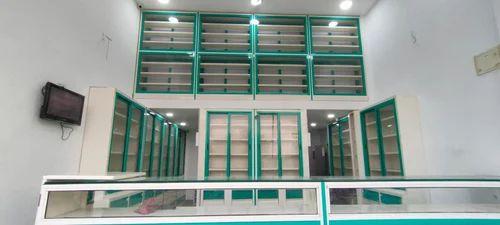 Glass Wall Mounted Medical Display Racks For Pharmacy
