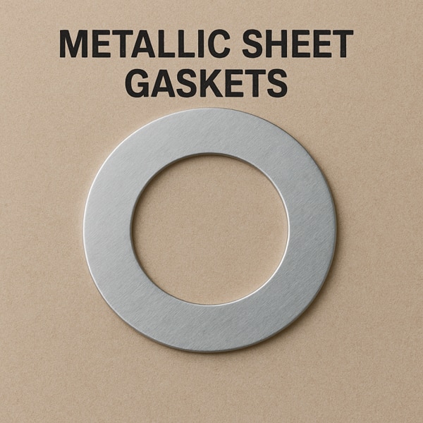 Metallic Sheet Gaskets are heavy-duty sealing components designed for high-pressure and high-temperature applications. Manufactured from premium-grade metals such as stainless steel, copper, aluminum, or other alloys, these gaskets offer excellent strength, durability, and resistance to thermal as well as chemical stress.Key Features:Withstand extreme pressure and temperature conditionsExcellent resistance to corrosion, heat, and aggressive mediaHigh mechanical strength and long service lifeAvailable in various metals, alloys, and thicknessesCustomizable to precise shapes and dimensionsApplications: