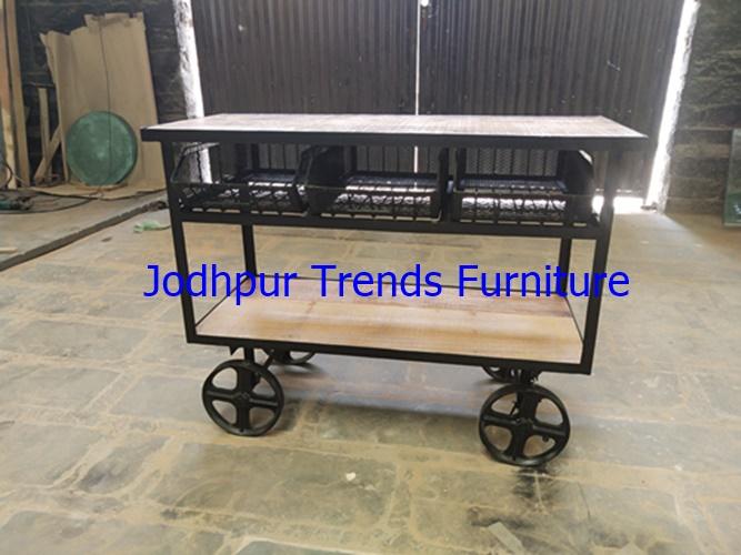 Jodhpur Trends, a local furniture manufacturer offering industrial kitchen and service trolleys, though without specific mention of a bar service trolley or