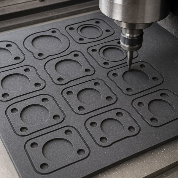 CNC Machine Cut Rubber Gaskets are precision-engineered sealing solutions manufactured using advanced CNC cutting technology. These gaskets are designed to provide accurate dimensions, smooth edges, and consistent quality, ensuring perfect fitting in critical applications. Made from high-quality rubber materials, they offer excellent resistance to compression, wear, oil, heat, and chemicals, making them suitable for demanding industrial environments.Key Features:Manufactured using advanced CNC cutting for superior accuracySmooth, burr-free edges for a perfect sealAvailable in various rubber grades (EPDM, Nitrile, Neoprene, Silicone, etc.)High resistance to temperature, oil, and chemicalsCustomizable sizes and shapes as per client requirements