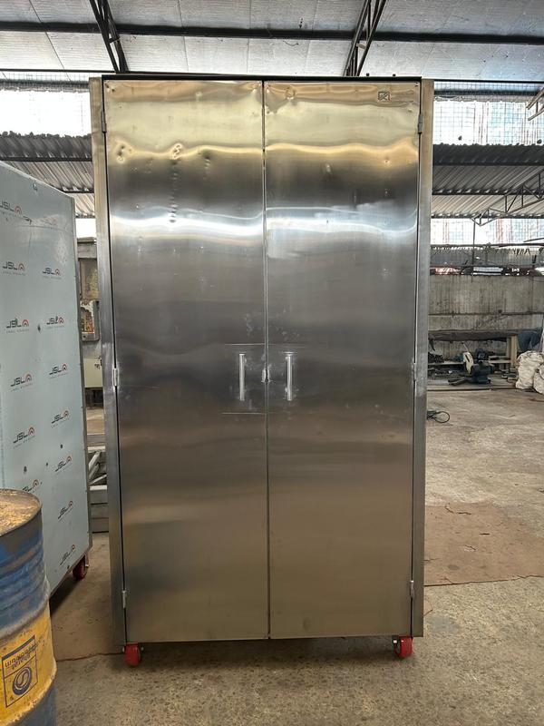 SS 304 Cupboard with 5 Shelf, with wheels, ad customizable according to size requirement.
