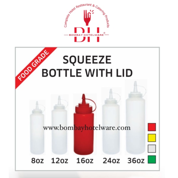 Premium quality Squeeze Sauce Bottle, made from food-grade PE plastic – ideal for heavy-duty use in hotels, restaurants, cafés, catering kitchens, food trucks, and cloud kitchens.✅ Safe & Durable MaterialManufactured using injection-molded, non-toxic PE, this bottle is BPA-free, odorless, and safe for direct food contact. It withstands temperatures from -22°F to 140°F, making it refrigerator-safe (not microwave-safe).✅ Heavy Use Commercial QualityDesigned for long-term commercial use, the bottle is soft yet sturdy, easy to squeeze, and does not deform. Ideal for daily use in busy kitchens – perfect for sauces, oils, condiments, and more.✅ Leak-Proof with Anti-Lost CapFeatures a leak-proof design with a secure, twist-on dustproof cap that stays attached – no slipping or accidental spills. The sharp nozzle ensures precise sauce control with every squeeze.✅ Multipurpose UseBest suited for ketchup, mustard, mayonnaise, salad dressing, oil, chocolate sauce, syrups, chutneys, and other condiments. Also great for creative uses like artwork, food plating, or bakery toppings.✅ Color Variants• Red – Ketchup• Yellow – Mustard• Clear – Multi-purpose✅ Ideal For:• Restaurants & Hotels• Cloud Kitchens & Cafes• Food Trucks & Caterers• Bakeries & Fast Food Outlets🔹 Available in multiple sizes & colors🔹 Easy to clean & reusable🔹 Wholesale prices for bulk ordersTags:Squeeze Sauce Bottle | Sauce Bottle for Hotel | Plastic Sauce Dispenser | Food Grade Squeeze Bottle | Hotelware Squeeze Bottle | Condiment Bottle Wholesale | Sauce Bottle for Restaurant | PE Sauce Bottle | Reusable Squeeze Bottle | Kitchen Sauce Bottle | Commercial Sauce Bottle