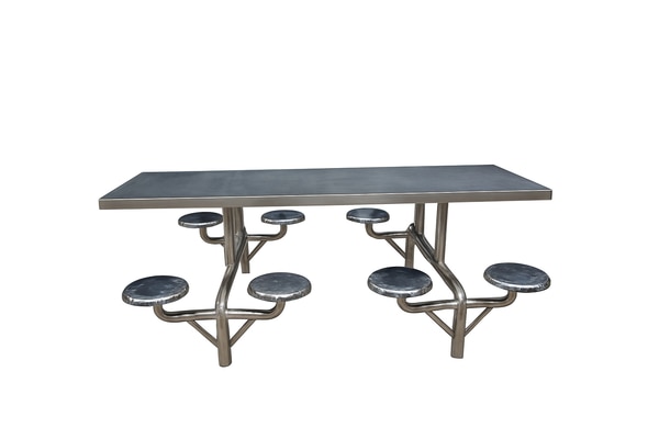 SS 304 CANTEEN TABLE WITH FIXED STOOLS