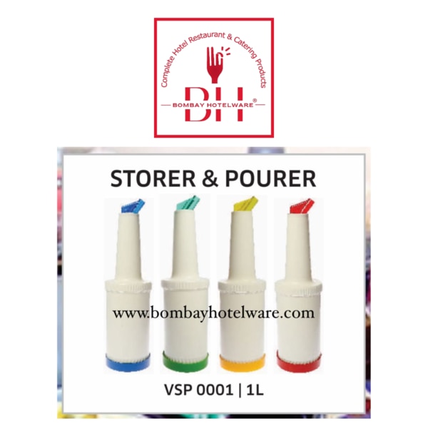 Note: Price mentioned is MRP – final price is negotiable on bulk orders or inquiry. Please connect with us for the best deal.The Store & Pour Syrup Bottle is a versatile and durable pouring solution designed for bartenders, restaurants, cafes, juice bars, and home kitchens. Featuring a spout, neck, lid, and canister, it is perfect for mixing, pouring, and storing syrups, sauces, and beverages. Available in vibrant colors (Red, Green, Yellow, Blue) for easy identification of contents.Whether you’re mixing cocktails, serving flavored syrups, or storing oils and vinegar, this bottle offers convenience, precision, and hygiene in one sleek design.Key Features:Material: High-Quality, Food-Grade PlasticColors Available: Red, Green, Yellow, BlueDesign: Spout, Neck, Lid & Canister for Easy Mixing and PouringUsage: Syrups, Sauces, Juices, Oils, Vinegar, Alcohol, and FlavouringsApplications: Bars, Restaurants, Coffee Shops, Ice Cream Parlors, Home KitchensDurability: Lightweight, Break-Resistant, and Dishwasher-SafeCountry of Origin: Made in IndiaApplications:Perfect for bartenders, mixologists, juice shops, cafes, cocktail lounges, ice cream parlors, and home bars.Tags:Store and Pour Bottle India, Syrup Pouring Bottle, Sauce Dispenser for Bars, Cocktail Mixing Bottle, Juice and Syrup Storage Bottle, Restaurant Kitchen Dispenser, Plastic Pour Bottle with Lid, Color Coded Pouring Bottles India, Hotelware Bar Accessories