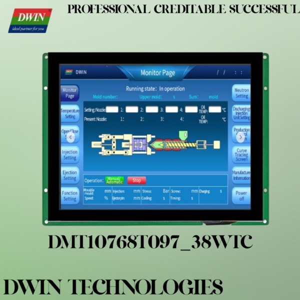 ● Industrial Linux intelligent display terminal based on A40i, running Linux3.10 operating system.● 9.7-inch, 1024*768 pixels resolution, 16.7M colors, TN process TFT display, capacitive touch.● Adopt DWIN HMI configuration software for secondary development.● Integrated PLC communication, alarm, sampling, formula and other database management, interface customization, macro command and other functions.● Compatible with network cable connection with PC to download update project.● Available for RS232, RS485, RS422 and Ethernet port to connect and communicate with external devices.