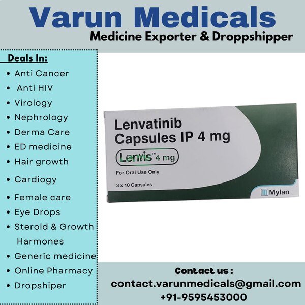 Lenvatinib Capsules is used to treat certain types of cancers like differentiated thyroid cancer, liver cancer, kidney cancer, and endometrial cancer. It works by blocking specific proteins that promote cancer cell growth and spread, and reducing tumor size in affected individuals.