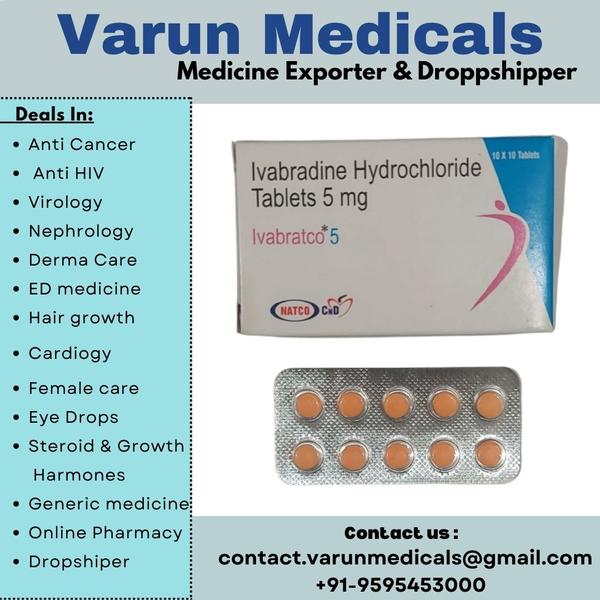 Ivabradine Hydrochloride 5 Tablet is a heart medicine. It belongs to a class of medicine known as hyperpolarization-activated cyclic nucleotide-gated (HCN) channel blockers. It works by slowing the heart rate. This helps the heart to pump more blood through the body each time it beats.