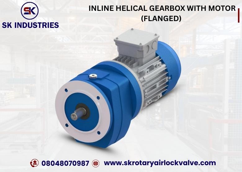 Top lnline Helical Gearbox With Motor Manufacturers in Ahmedabad, Gujarat, India.When it comes to reliability and efficiency in industrial machinery, the Inline Helical Gearbox With Motor (Flanged) from SK Industries stands out as a trusted solution. Designed with precision and manufactured using advanced technology, this gearbox is built to deliver smooth performance, long service life, and unmatched power transmission.Technical Excellence The Inline Helical Gearbox With Motor is not just another mechanical component—it’s an engineering upgrade for industries that demand efficiency and consistency. With power options ranging from 0.5 HP to 5 HP, and output speeds between 36 to 400 RPM, this gearbox ensures versatile applications across multiple sectors. The available models—SK 102, SK 128, SK 142, and SK 162—allow industries to choose the right fit for their unique operational needs.• Power Range: 0.5 HP – 5 HP• Output Speed: 36 – 400 RPM• Models: SK 102 | SK 128 | SK 142 | SK 162Tested for Reliability & DurabilityEvery Inline Helical Gearbox With Motor undergoes rigorous testing at SK Industries’ modern facility. From load-bearing assessments to performance trials, each unit is validated to ensure optimum functionality under real working conditions. This strict quality process guarantees that customers receive gearboxes that meet the highest industrial standards.Built for Industry ProfessionalsWhether you’re handling heavy-duty cranes, operating high-torque agitators, or running continuous-duty mixers, the Inline Helical Gearbox With Motor is engineered to deliver stable torque and consistent output. Its flange-mounted design offers easy installation and maintenance, making it a preferred choice for professionals who value both performance and practicality.Where Can It Be Used?The versatility of this gearbox makes it suitable for a wide range of industries. Some common applications include:• Cranes – for precise lifting and controlled movement• Agitators – ensuring uniform mixing and blending• Mixers – delivering consistent speed and efficiency in production• Material Handling Systems – for smooth power transmission in conveyors and liftsWhy Choose SK Industries?At SK Industries, we don’t just manufacture gearboxes—we deliver reliable power solutions. With decades of expertise, cutting-edge technology, and a customer-first approach, we aim to be your trusted partner in industrial growth. Every product reflects our commitment to quality, innovation, and performance.Final Thoughts & Call to ActionThe Inline Helical Gearbox With Motor (Flanged) from SK Industries is more than just equipment—it’s an assurance of durability, efficiency, and smooth operation. If you’re looking for a gearbox that combines precision with power, this is the right choice for your business.👉 Upgrade your machinery today with SK Industries’ Inline Helical Gearbox With Motor—contact us now to get a customized quote!