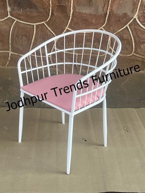 White Iron Cafe Chair With Armrest Restaurant Chair 