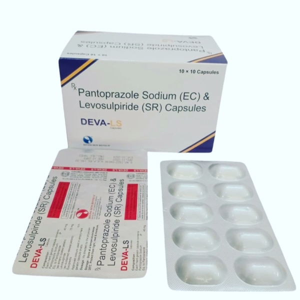 DEVA-LS {Pantoprazole Sodium and Levosulpiride Capsule)s are a combination medicine used for the treatment of gastroesophageal reflux disease (GERD), acidity, heartburn, and other acid-related disorders. Pantoprazole belongs to the class of proton pump inhibitors (PPI) that reduce the amount of acid produced in the stomach. Levosulpiride is a prokinetic agent that enhances gastrointestinal motility and helps in reducing reflux symptoms.