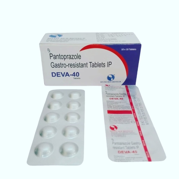 DEVA-40 (Pantoprazole 40mg) belongs to a class of medicines called proton pump inhibitors. It works by reducing the amount of acid produced in the stomach, thereby relieving symptoms related to excess stomach acid. The gastro-resistant coating ensures that the tablet is not broken down by stomach acid but instead dissolves in the intestine for effective absorption.