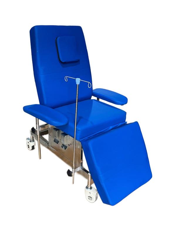 specification:Frame: Stainless Steel (S.S. 304 grade) for durability and hygiene.Wheels: 4” cover wheels for smooth mobility.IV Rod: Adjustable IV stand/rod attachment for donor’s IV line.Gas Spring: For smooth reclining and positioning of the backrest and leg section.Typically, such couches are ergonomically designed for comfort during blood donation, with features like:adjustable backrest and leg rest (via gas spring mechanism).Comfortable cushioned mattress with washable cover.Provision for armrest adjustments to support the donor’s arms.Heavy-duty castor wheels with brakes for stability and mobility.Hospital Furniture Manufacturer in India/Gurgaon/Delhi NCRBest Medical furniture supplier/Manufacture in Gurgaon/Delhi NCRHospital Medical Equipments supplier/Manufacture in Gurgaon/Delhi NCR