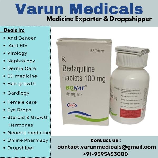 BQNat 100 mg is used in combination with other medicines to treat pulmonary tuberculosis of the lungs caused by Mycobacterium tuberculosis that is resistant to other medicines (eg, rifampin, isoniazid). Bedaquiline prevents the growth of tuberculosis in the body.
