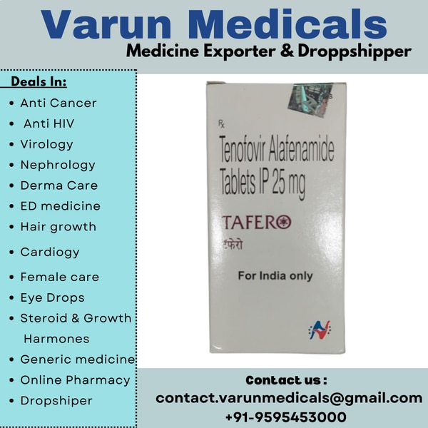 Tafero 25 mg Tablet is an antiviral medication containing the active constituent Tenofovir Alafenamide. It is used to treat chronic hepatitis B virus (HBV) infection. Hepatitis B is an infection affecting the liver caused by the hepatitis B virus.