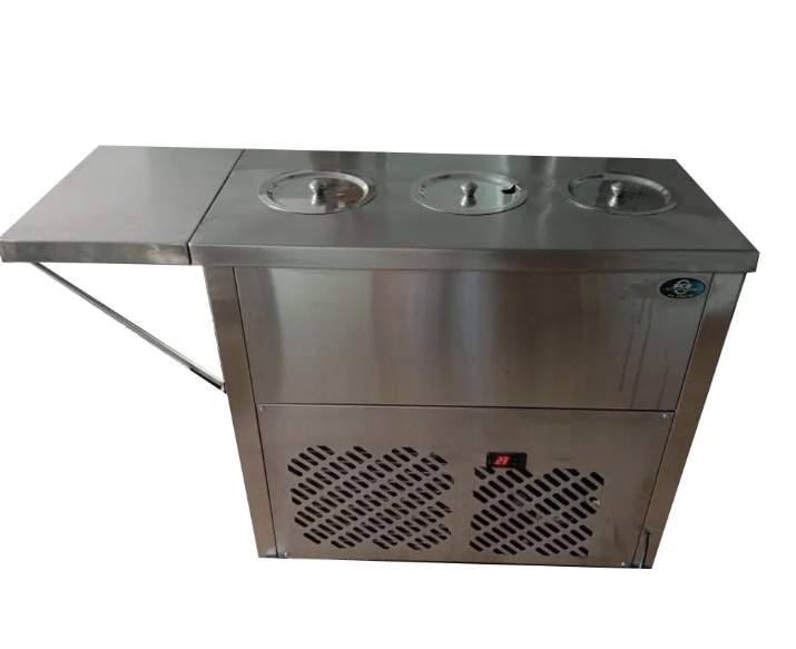Stainless Steel Turkish Ice Cream Freezer ManufacturersWe are also supply in Andhra Pradesh, Arunachal Pradesh, Assam, Bihar, Chhattisgarh, Goa, Gujarat, Haryana, Himachal Pradesh, Jharkhand, Karnataka, Kerala, Madhya Pradesh, Maharashtra, Manipur, Meghalaya, Mizoram, Nagaland, Odisha, Punjab, Rajasthan, Sikkim, Tamil Nadu, Telangana, Tripura, Uttar Pradesh, Uttarakhand, and West BengalCompressor	800WNo. of Basket/Shelves	3Phase	Single PhaseSize	36x20x36inch(LxWxH)Temperature	-30Product Capacity	750 LiterFrequency	50HzVoltage	220VMaterial	Stainless Steel