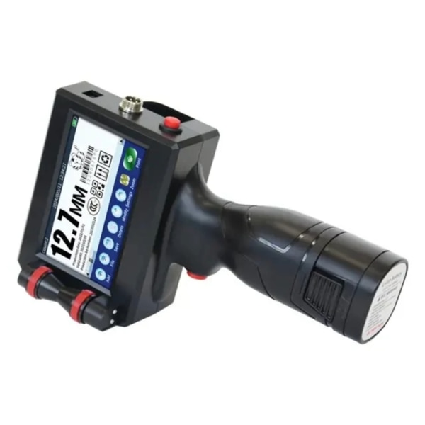A handheld inkjet printer is a portable device used for printing directly on various surfaces like paper, plastic, metal, wood, cartons, pipes, bottles, and more. It is commonly used in manufacturing and packaging industries for batch coding, barcodes, QR codes, logos, expiry dates, serial numbers, and product details.Key Features:Portable design – Lightweight and easy to carry.High-resolution printing – Usually up to 600 DPI.Print height – Adjustable, often around 12.7mm (as shown on the display).Touchscreen operation – User-friendly interface for editing text, barcodes, or logos.Multiple ink options – Can use quick-dry inks (black, white, yellow, UV, etc.) for different surfaces.Connectivity – USB or wireless support for uploading logos and batch details.Rechargeable battery – Provides mobility and continuous printing without power supply.Applications:Food & beverage packagingPharmaceutical & cosmetic productsElectrical and PVC pipesCarton boxes & shipping labelsIndustrial components