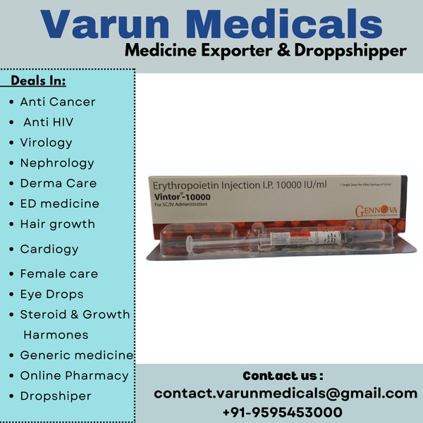 Vintor 10000IU/ml Injection is a medicine that helps your bone marrow to produce more red blood cells. It is used to treat a type of anemia caused by kidney disease. It is also used to treat anemia caused by cancer chemotherapy and by medicines to treat HIV.
