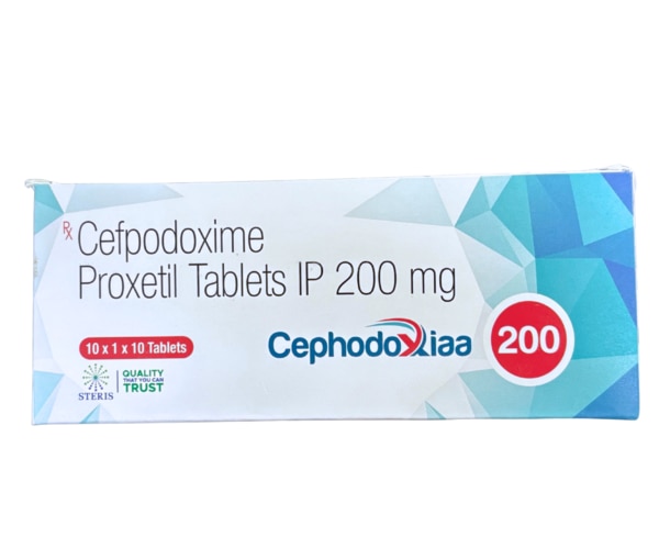 CEPHODOXIAA 200 is a broad-spectrum oral antibiotic from Steris Healthcare Pvt. Ltd., containing Cefpodoxime Proxetil 200 mg. It belongs to the third-generation cephalosporin class, designed to combat a wide range of bacterial infections effectively. With its high bioavailability, safety profile, and proven efficacy, it is trusted in clinical practice for managing both respiratory and urinary tract infections.Usage and BenefitsCEPHODOXIAA 200 is prescribed for the treatment of bacterial infections caused by susceptible microorganisms, including:Respiratory tract infections (bronchitis, pneumonia, sinusitis, pharyngitis, tonsillitis)Urinary tract infections (cystitis, pyelonephritis)Ear infections (otitis media)Skin and soft tissue infectionsCertain sexually transmitted infections (like gonorrhea)Community-acquired infections where cephalosporins are indicatedBenefits:Broad-spectrum antibacterial activity against gram-positive and gram-negative organismsHigh tolerability and oral bioavailabilityConvenient twice-daily dosingEffective alternative when resistance to other antibiotics is suspectedDosage and AdministrationAdults: Typical dose is 200 mg every 12 hours, depending on the severity of the infection.Children: Dose is weight-adjusted, usually prescribed in suspension form.Duration: Treatment typically lasts 5–14 days depending on the infection type and clinical response.Administration Tips:Take with food to enhance absorption.Complete the full course even if symptoms improve early.Do not double the dose if a dose is missed—take it as soon as remembered unless it is nearly time for the next dose.Side EffectsLike all medicines, CEPHODOXIAA 200 may cause mild to moderate side effects. Common ones include:Gastrointestinal upset (nausea, diarrhea, abdominal pain)Headache or dizzinessSkin rash or itchingRare but serious side effects:Severe allergic reactions (swelling, difficulty breathing)Pseudomembranous colitis (persistent diarrhea)Liver enzyme elevationsDrug InteractionsAntacids & H2 blockers: May reduce absorption of Cefpodoxime. Take at least 2–3 hours apart.Blood thinners (e.g., warfarin): May increase risk of bleeding.Other antibiotics: Avoid concurrent use unless directed by a doctor to prevent resistance.Always inform your physician of all medications and supplements you are taking before starting therapy.ConclusionCEPHODOXIAA 200 (Cefpodoxime Proxetil 200 mg) from Steris Healthcare Pvt. Ltd. is a reliable, broad-spectrum antibiotic used in the management of common bacterial infections. With its excellent safety profile, ease of oral administration, and clinical efficacy, it remains a preferred choice for doctors worldwide. Patients should adhere strictly to prescribed dosage and complete the treatment course to ensure optimal results and prevent antibiotic resistance.