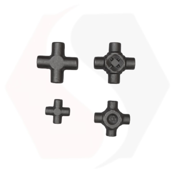 A Forged U-Joint Cross is a cross-shaped, high-strength steel component used in universal joints to connect rotating shafts at an angle. Made through forging for enhanced durability, it features four trunnions that house needle bearings, enabling smooth power transmission and flexibility in driveshafts or PTO systems.
