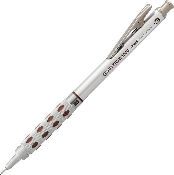 Pentel GraphGear 1000 0.3 Mm Mechanical Drafting Pencil | Metal Clip With Retractable Mechanism | Dual Metal & Rubber GripPackage Includes -GraphGear 1000 Mechanical Drafting Pencil, Tip Size - 0.3 mm, Material - Metal, Body Colour - Silver, Packaging - Pack Of 1Protects the lead when not in use, ensuring durability and precision.Combines a firm grip with comfort, allowing for extended use without fatigue.Easily set and display the lead grade for accuracy in technical work.Ideal for technical drawing and precision work.