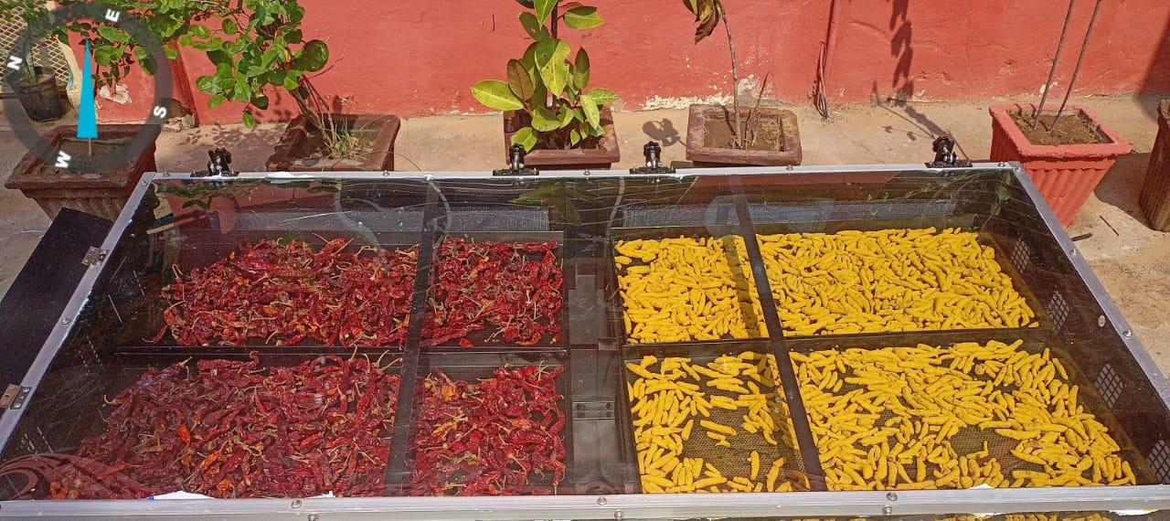 Solar Spice Dryer in India Or Solar Dryer For SpicesAre you searching for a Solar Dryer for Spices in India? A Solar Spice Dryer is the most advanced solution for hygienic and efficient spice drying. Specially designed for turmeric, chili, coriander, cumin, cardamom, black pepper, ginger, cloves, and cinnamon, this system helps farmers, spice processors, and exporters achieve international quality standards while reducing drying costs.What is a Solar Spice Dryer?A Solar Spice Dryer is a closed chamber that uses solar thermal energy to create controlled temperature and airflow. Unlike open sun drying, it prevents contamination from dust, insects, and animals, ensuring pure, chemical-free, and high-quality dried spices.Product Features of Solar Dryer for SpicesCapacity Options: Available in 50kg, 100kg, 200kg, 500kg and above models.Hybrid Technology: Choose between Solar Dryer Only or Solar + Electric Dryer for all-weather drying.Durable Construction: Built with high-quality materials for long life.Temperature Control: Adjustable drying temperature suitable for different spices.Faster Drying: Reduces drying time by 40–60% compared to traditional methods.Portable & Easy to Install: Suitable for farms, spice processing units, and industries.Benefits of Solar Dryer for SpicesRetains Aroma & Color: Preserves natural oils, flavor, and brightness of spices like turmeric, chili, and coriander.Hygienic Drying: Protects from moisture, fungus, dust, and insect attack.Cost Saving: Uses free solar energy, reducing dependency on costly fuels.Higher Profitability: Farmers and self-help groups can earn more due to better quality spices.Eco-Friendly: 100% renewable energy solution that reduces carbon footprint.Applications of Solar Spice Dryer in IndiaSolar Dryer for Turmeric – Faster and uniform drying while maintaining yellow color.Solar Dryer for Chili – Prevents loss of red pigment, ensuring export quality.Solar Dryer for Coriander & Cumin – Retains natural aroma and oils.Solar Dryer for Cardamom, Ginger & Cloves – Maintains premium quality for spice industry.Solar Dryer for Food Processing Industry – Perfect for spice powder and spice export units.Why Choose Solar Spice Dryer in India?India is the largest producer and exporter of spices. Farmers in Kerala, Tamil Nadu, Andhra Pradesh, Gujarat, Maharashtra, and Rajasthan face huge post-harvest losses due to traditional drying. A solar dryer for spices not only reduces these losses but also ensures international-grade quality, making it ideal for spice exporters, farmers, food processing companies, and micro entrepreneurs.Buy Solar Dryer for Spices in IndiaRudra Solar Energy offers high-performance Solar Spice Dryers in different models to suit farmers, women entrepreneurs, self-help groups, and industrial spice processors. Our solar spice dryer machines are cost-effective, durable, and designed for maximum efficiency.