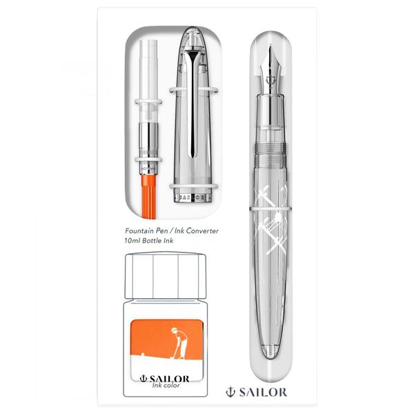Sailor Profit Junior Harappa Mini Golf CT Fountain PenThe Sailor Profit Junior Harappa Mini Golf CT Fountain Pen Set is a truly delightful choice for those new to the world of pens.This set combines the elegance of the Sailor Profit Jr. pen with the captivating Yurameku inks, creating a sophisticated and unique writing experience. Designed for maximum comfort, the lightweight resin barrel of the Sailor Profit Jr. pen offers a seamless writing experience. The nib ensures effortless strokes, while the secure screw-on cap guarantees protection and comfort.The iridescent barrel and transparent feed of this limited edition pen showcases its exquisite craftsmanship. Adorned with elegant nickel-chrome plated trim, it exudes a touch of timeless sophistication. Whether you are a seasoned pen enthusiast or just starting out on your writing journey, this set makes a special gift. The Sailor Profit Jr. Includes A 10ml bottle of Yurameku “Flickering Ink” that mesmerizes as it changes color over time and reacts uniquely to different types of paper.A pen with converter included. The polarized pearl resin design creates captivating color variations that change depending on the viewing angle and the play of light.