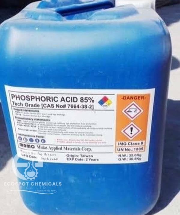 Clear colorless liquid. It's widely used in  fertilizers, pharmaceuticals,and industrial processes.Purity/Concentration	85%Usage/Application	Industrial ApplicationGrade	Technical Grade