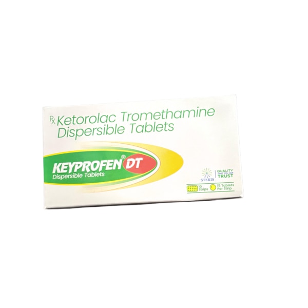 KEYPROFEN DT is a fast-acting nonsteroidal anti-inflammatory drug (NSAID) used to relieve moderate pain and inflammation. Its dispersible tablet form ensures quick dissolution and faster pain relief, making it convenient for oral administration. Ideal for managing post-operative pain, musculoskeletal discomfort, and other short-term pain conditions.