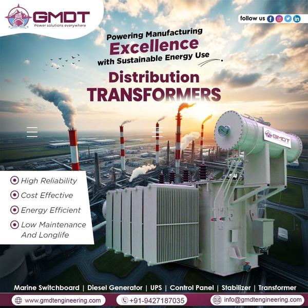 Distribution Transformer Manufacturers⚡ Distribution Transformer – Technical OverviewA Distribution Transformer is a critical component in the electrical power distribution network, designed to step down high-voltage electricity from transmission lines (11 kV / 33 kV) to lower voltages (415V / 230V) suitable for industrial, commercial, and residential applications.🔹 Key Technical FeaturesVoltage Class: 6.6 kV / 11 kV / 22 kV / 33 kV (Primary)Secondary Voltage: 433 V ± 5%Frequency: 50 Hz / 60 HzPower Rating: 25 kVA to 5000 kVAVector Group: Dyn11, Dyn1, Yyn0 (as per system requirements)Cooling Type:ONAN (Oil Natural Air Natural)ONAF (Oil Natural Air Forced)Insulation Class: Class A / B / F / H as per IEC / IS standardsTap Changer: Off-Circuit Tap Changer (OCTC) / On-Load Tap Changer (OLTC) for ±5% to ±10% voltage regulationImpedance: As per IS 1180 / IEC 60076 standards🔹 Construction HighlightsCore: High-grade cold-rolled grain-oriented (CRGO) silicon steel or amorphous metal for low core losses.Windings: Electrolytic-grade copper or aluminum with multi-layer paper insulation for durability and efficiency.Tank: Robust welded mild steel / corrugated fin walls ensuring leak-proof design.Cooling Medium: Mineral oil / ester oil (natural or synthetic) for improved insulation and cooling.Bushings: Porcelain / polymer type as per IS/IEC standards.Accessories:Conservator tank with breatherOil level indicatorPressure relief deviceBuchholz relay (for OLTC type)Temperature indicator🔹 Performance StandardsDistribution Transformers are designed and tested as per IS 1180, IS 2026, IEC 60076, and ANSI standards to ensure:High efficiency with minimum no-load and load lossesNoise-free operationOverload capabilityLong service life with minimal maintenance🔹 ApplicationsUrban and rural power distribution networksIndustrial plants and factoriesCommercial complexes & mallsHospitals, schools, and residential coloniesRenewable energy integration (solar & wind farms)