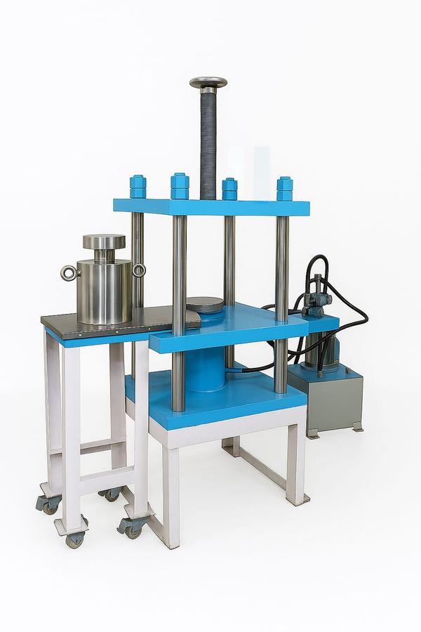 This advanced laboratory equipment is designed for powder compaction using cold isostatic pressing—a method that applies uniform hydraulic pressure to shape powders into dense, crack-free green bodies. It’s ideal for research labs, material testing, and precision manufacturing.⚙️ Key Features & Components- Uniform Compaction with Oil:- Uses high-pressure hydraulic oil to transmit force evenly across the powder compact.- The pressure medium surrounds the die from all sides, ensuring isostatic compaction.- Eliminates air voids, increases green strength, and improves dimensional accuracy.- Robust Construction:- Mounted on a blue steel frame with wheels for easy mobility.- Includes a stainless steel pressure vessel, hydraulic cylinders, and a control panel.- Customizable Design:- Offers custom die options made from tool steel.- Flexible die-release systems available in multiple sizes.- Rated for pressures up to 300 MPa, ensuring precise shaping and high mechanical strength.- Control Panel:- Allows for precise adjustment of pressure settings and operation timing.- Designed for clean, reliable, and repeatable performance.🧩 Applications- Powder metallurgy- Ceramic and composite material research- Advanced material prototyping- Green body formation for sintering