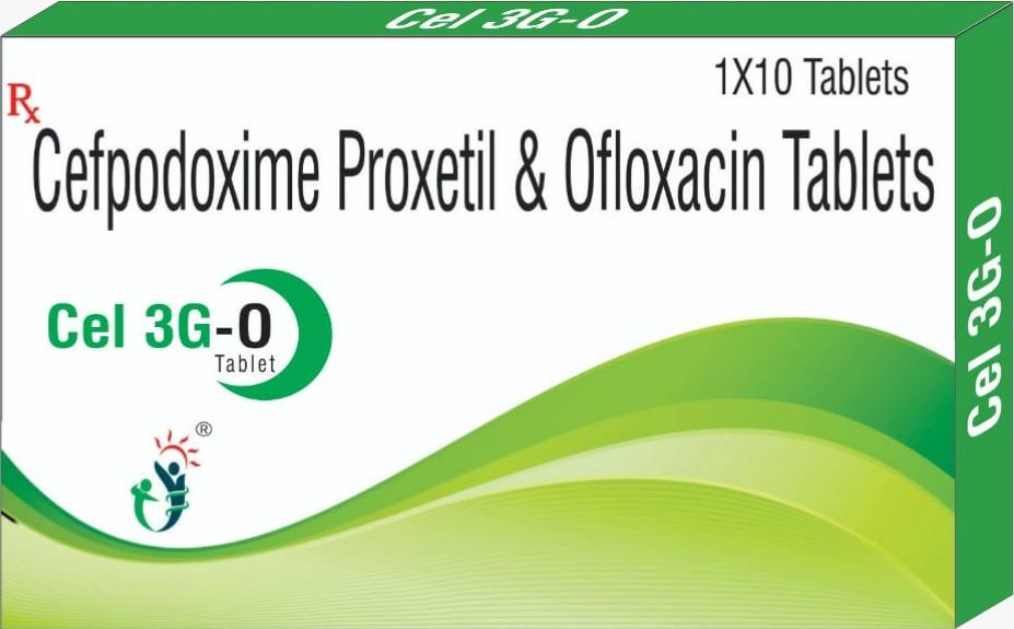 Product Name : CEL 3G-OPruduct Description : Ofloxacin(200.0 Mg)+Cefpodoxime(200.0 Mg)PACKING : 10 TabletsForm : TabletsUses : Bacterial infectionSide Effects : Diarrhoea, nausea, vomiting, stomach ache