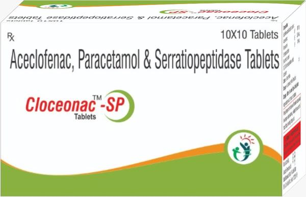 Aceclofenac 100mg + paracetamol 325 mg + serratiopeptidase 15 mg tablets