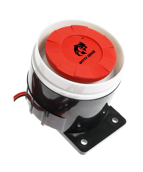 Product Name: Strobe Siren (Small) for Burglar Alarm SystemSpecifications:Power Supply: 12 V DCCurrent Consumption: 500 mASound Volume: 120 dB (Single Tone)Material: High-quality ABS plasticDimensions: 30 × 30 × 45 mmBrand: WittySenseCountry of Origin: Made in IndiaFeatures:Compact mini strobe siren for burglar alarm systemsLoud, clear tone with sound synchronization transmissionDurable ABS construction for long-lasting performanceEfficient 12 V DC operation with low power consumptionApplications:Ideal for use in residential, commercial, and industrial security systems.