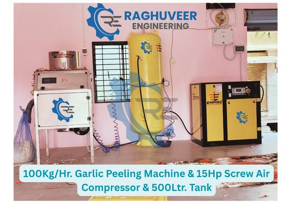 Three Phase Dry Garlic Peel Machine ManufacturersWe are also supply in Andhra Pradesh, Arunachal Pradesh, Assam, Bihar, Chhattisgarh, Goa, Gujarat, Haryana, Himachal Pradesh, Jharkhand, Karnataka, Kerala, Madhya Pradesh, Maharashtra, Manipur, Meghalaya, Mizoram, Nagaland, Odisha, Punjab, Rajasthan, Sikkim, Tamil Nadu, Telangana, Tripura, Uttar Pradesh, Uttarakhand, and West BengalCapacity	100 kg/hrOperation Mode	AutomaticProduct To Be Peeled	GarlicElectricity Connection	Three PhaseUsage/Application	IndustrialAutomation Grade	AutomaticMaterial of Construction(Contact)	SSElectricity Phase	Three PhasePower Consumption	3 KwhMaterial	Stainless SteelMinimum order quantity: 200 PieceWelcome to RAGHUVEER ENGINEERING - Your Trusted Partner for Garlic Peeling Solutions!  Looking for the perfect garlic peeling machine for your processing needs? You've come to the right place! At RAGHUVEER ENGINEERING, we specialize in designing, manufacturing, and delivering high-quality garlic peeling machines that streamline your production process and enhance efficiency.  Product Features: Cutting-edge technology for precise and efficient peeling Stainless steel construction for durability and hygiene User-friendly interface for easy operation Customizable options to suit your specific requirements Compact design for space-saving installation  Our Range of Machines: 10kg to 30kg/hr : Ideal for small-scale operations or restaurant kitchens. 50kg to 100kg/hr : Perfect for medium-sized production facilities. 150 to 1000kg/hr : Designed for large-scale industrial processing.  Why Choose [Manufacturer Name]? Over 19 years of experience in the industry. Dedicated customer support team to assist you every step of the way. Global shipping options available for worldwide delivery. Comprehensive warranty coverage for peace of mind.  Contact Us Today! Ready to revolutionize your garlic peeling process? Contact us today to learn more about our products and how they can benefit your business. Don't settle for anything less than the best – choose RAGHUVEER ENGINEERING for all your garlic peeling needs! 