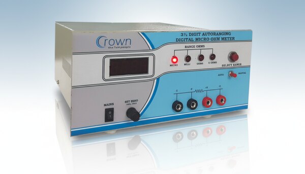 We are the Leading Digital Micro Ohm Meter Manufacturers, Suppliers in Delhi | IndiaPersistently marching in todays competitive market, our company is recognized as one of the well established manufacturers and exporters of Digital Micro Ohm Meter. Offered variety of meter finds vast usage in measuring resistance of cables, coils, relays and copper wires from the range of 7/0 SWG to 50 SWG. The meter is extensively demanded in the market for its features such as accurate reading, easy usage and optimum performance. Clients can avail the Digital Micro Ohm Meter from us at nominal price.Further Details :-Digital Micro Ohm Meter is a compact high reliability 3 1/2. Emphasis in the design of this instrument has been to provide quick, stable and repeatable readings of resistance. The instruments uses 4 - terminal measurement so that resistance of test leads and contacts is eliminated from test results. Actual value of resistor is directly displayed on seven segment 12.5mm Display.WARMUP time for rated accuracy = 3 minutesInput Voltage: 230V AC +_ 10% 10W Approx.Over Range: Three most significant digit blank and appears.